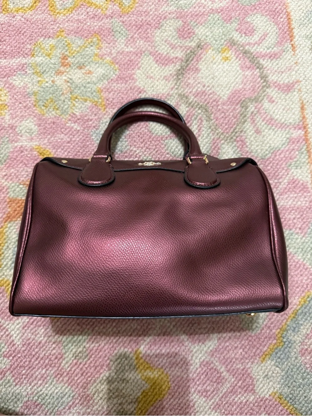 Coach Mini Bennett Satchel Crossgrain Leather Metallic Cherry Crossbody F36592